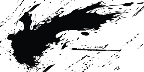 Obraz premium Gritty Poster Background – Cracked Black & White Texture with Ink Smudge and Rough Noise Details. Splatter and Scratch Urban Texture – Grunge Background for Flyer, Streetwear, or Poster Designs