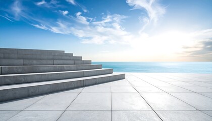 Fototapeta premium Modern stone steps leading to the ocean