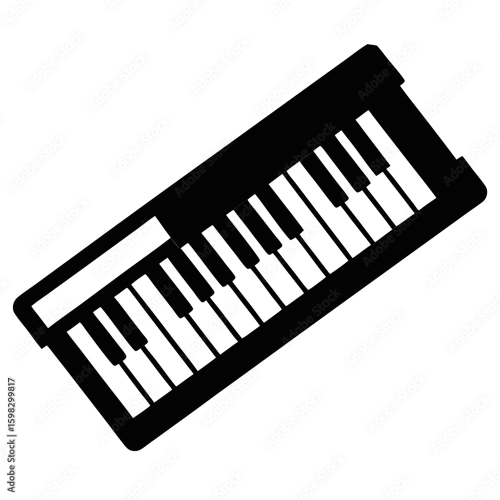 Poster black silhouette of a computer keyboard on a white background