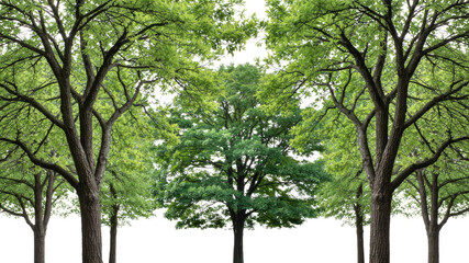 Majestic Canopy A Row of Lush Green Trees in Summer