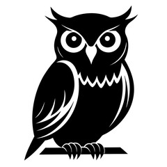 Obraz premium Elegant black silhouette of an owl perched on a branch