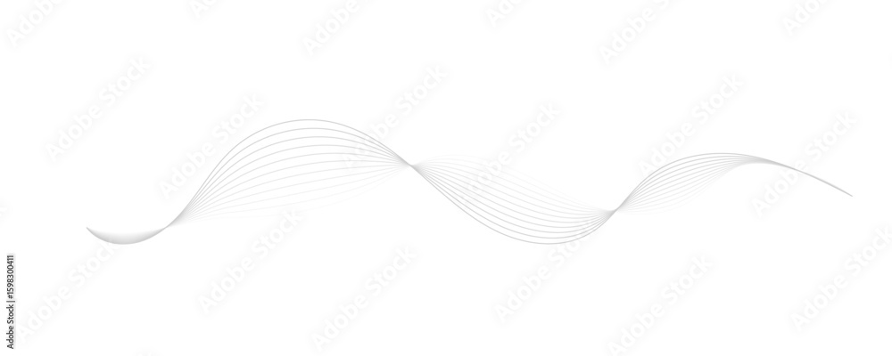 Poster abstract gray wave dynamic curve lines on transparent background with flowing particles. digital ene
