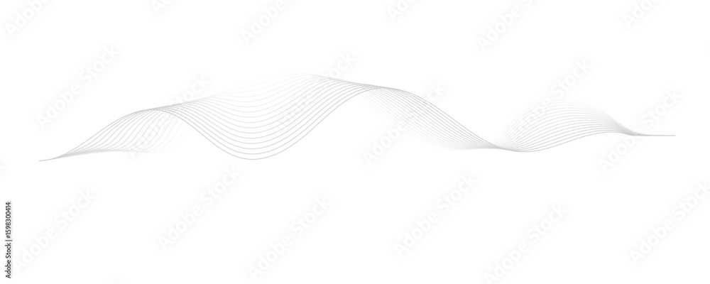 Poster abstract gray wave dynamic curve lines on transparent background with flowing particles. digital ene