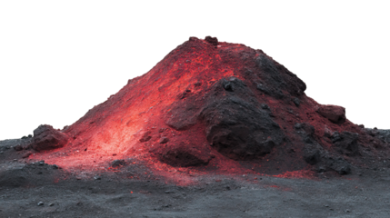 Hot Coal Pile Emitting Heat with Soft Red Glow on Transparent Background

