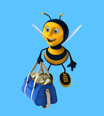 Fun 3D cartoon bee with money