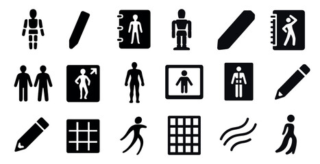 Fototapeta premium Human silhouette icons set – filled, solid, body and person shapes