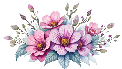 Fototapeta premium Floral Arrangement Pink Flowers with Watercolor Effect