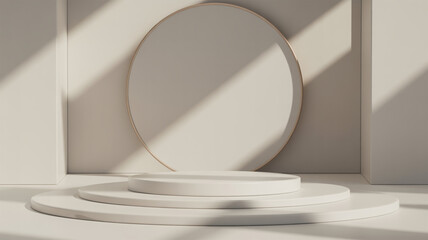Minimal 3D Podium with Soft Neutral Tones