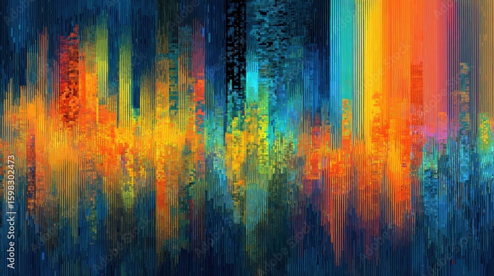 Poster a vibrant abstraction of colors blending harmoniously, creating a stunning visual representation of 