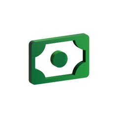 Green dollar billet icon on white background