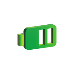 3d render of a green battery symbol on white background
