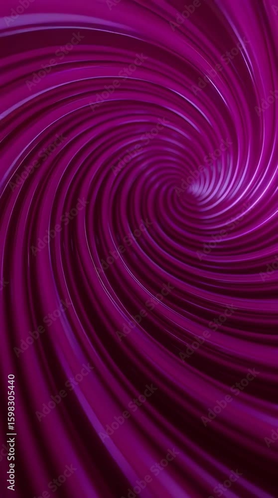 Poster vibrant purple spiral tunnel with smooth glossy swirl and shiny metallic tubes creating dynamic abst