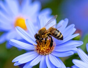 Bee on a vibrant blue flower (1)