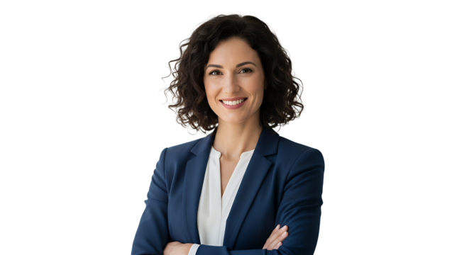 Smiling Businesswoman in Professional Suit on Transparent Background