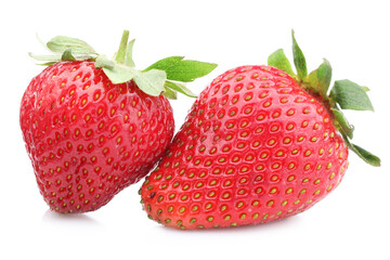 Fresh strawberries isolated on white. Seasonal berries