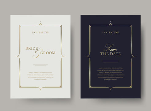 Luxury golden vector invitation card template 