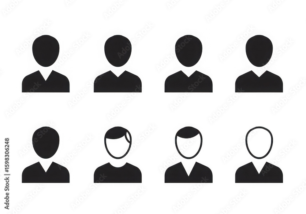 Poster a collection of eight diverse user profile icons is displayed in a grid pattern on a