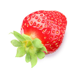 One fresh ripe strawberry isolated on white