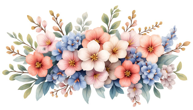 Floral Arrangement Watercolor Style with Pastel Colors on Black