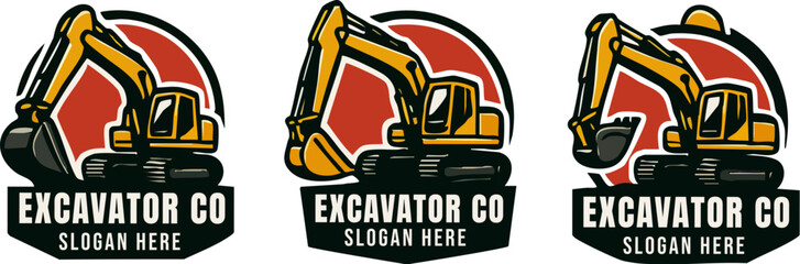 Excavator Company Logos Set Construction Equipment.