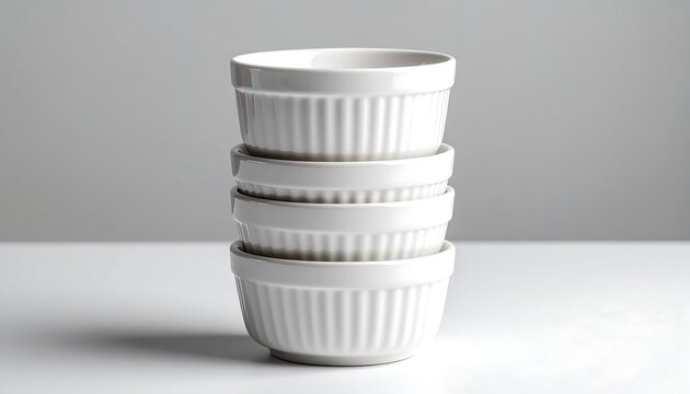 Stack of White Ramekins Kitchen Prep Still Life - Powered by Adobe