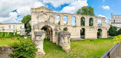 Palais Gallien, an ancient amphitheater in the city of Bordeaux, France on a sunny day
