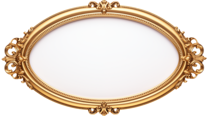 Elegant golden ornate oval frame with blank space ready for your design or art print, add sophistication