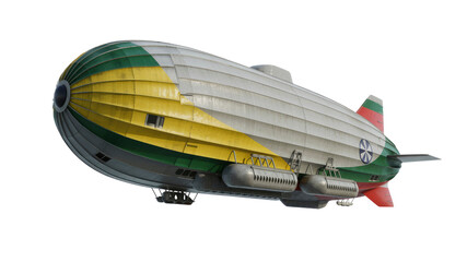 Vintage Zeppelin Airship in Flight - Retro Air Travel and Transportation