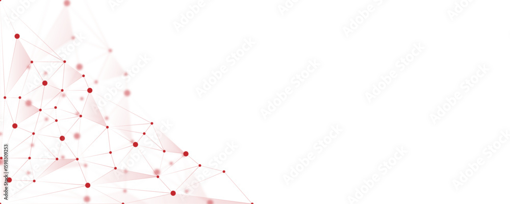 Poster red white abstract polygon connection mesh digital technology futuristic communication high tech con