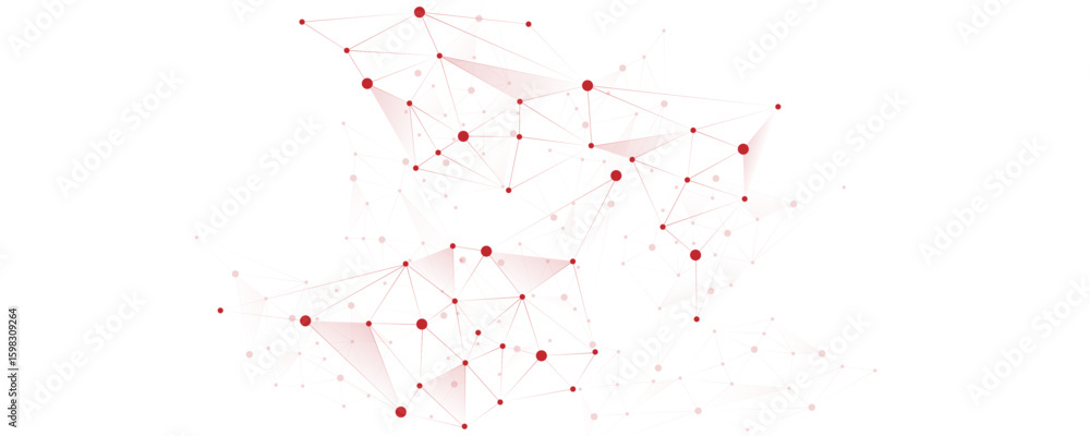 Fototapete red white abstract polygon connection mesh digital technology futuristic communication high tech con