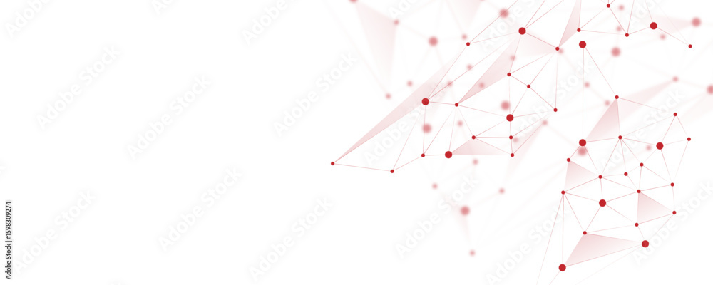 Poster red white abstract polygon connection mesh digital technology futuristic communication high tech con