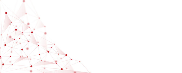 Red white abstract polygon connection mesh digital technology futuristic communication high tech concept dots lines connect network background.