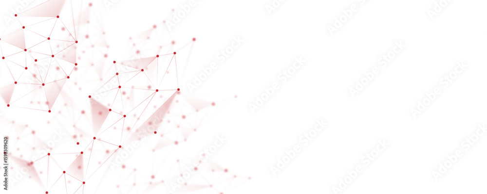 Poster red white abstract polygon connection mesh digital technology futuristic communication high tech con
