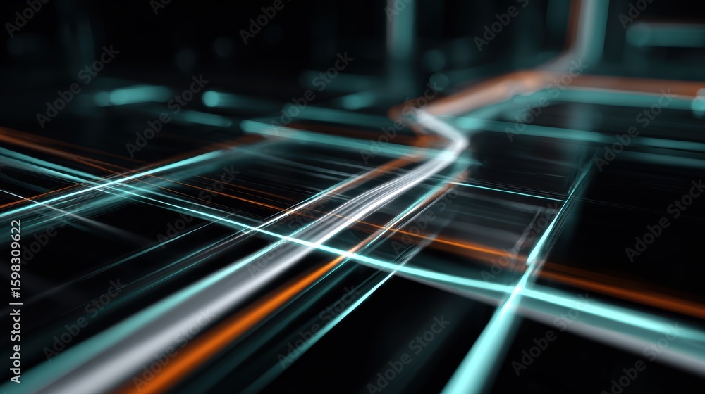 Poster abstract glowing lines create a dynamic, futuristic background suitable for tech-related projects.