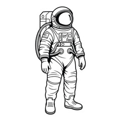 Astronaut in a spacesuit with a backpack standing illustration © firoj