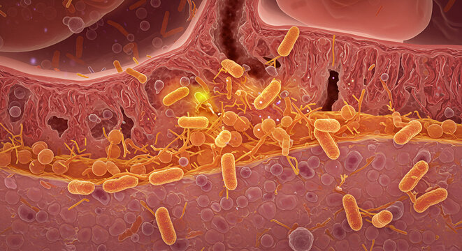 Detailed infection pathway of Clostridium difficile in colon