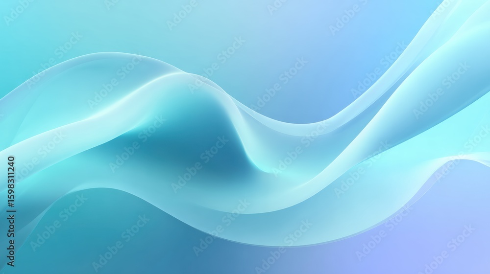 Poster abstract waves flow smoothly, creating a serene and calming atmosphere in soft pastel colors.