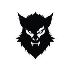 Obraz premium Silhouette vector of a werewolf head with growling mouth for horror and Halloween design Vector illustration