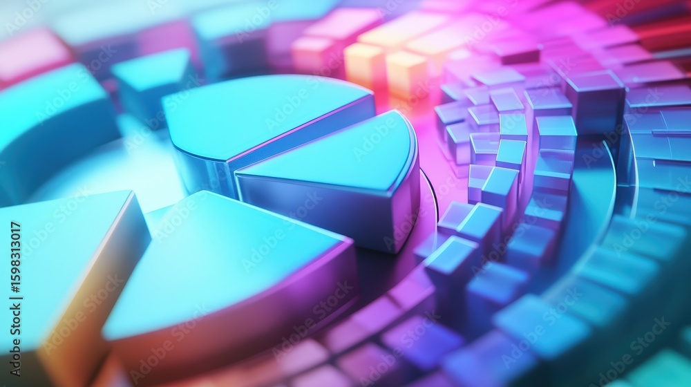 Aufkleber colorful 3d pie chart with abstract design for asset management use