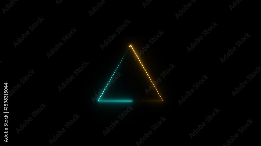 Poster glowing neon triangle border frame .simple neon triangle animation triangle animation by cyan neon o