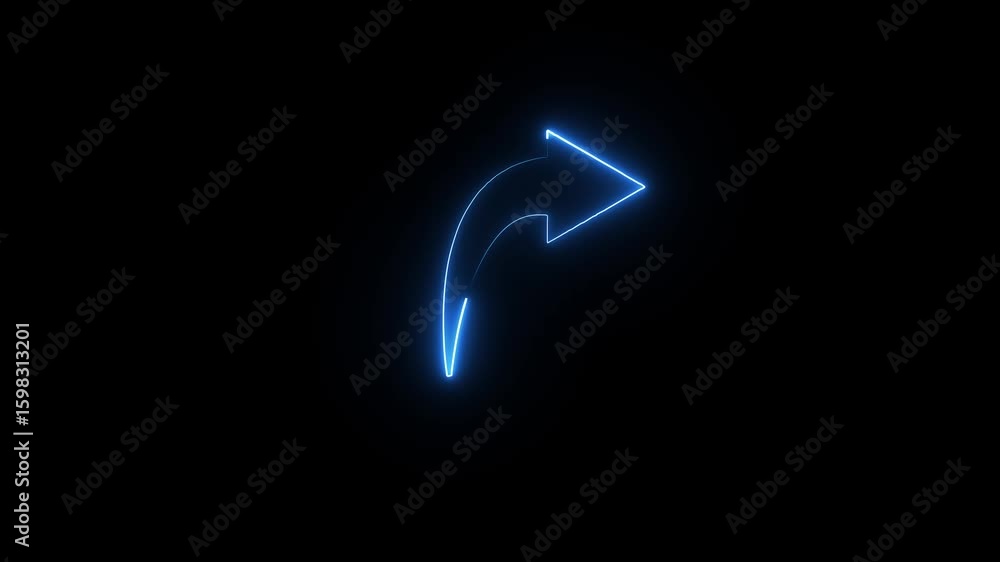 Poster abstract beautiful neon arrow icon animation on black background. abstract dynamic neon arrow icon a