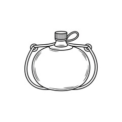Vintage style sketch of a collapsible water pouch with strap