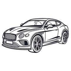 Fototapeta premium Black and White Sketch of a Luxury Coupe Car luxury car