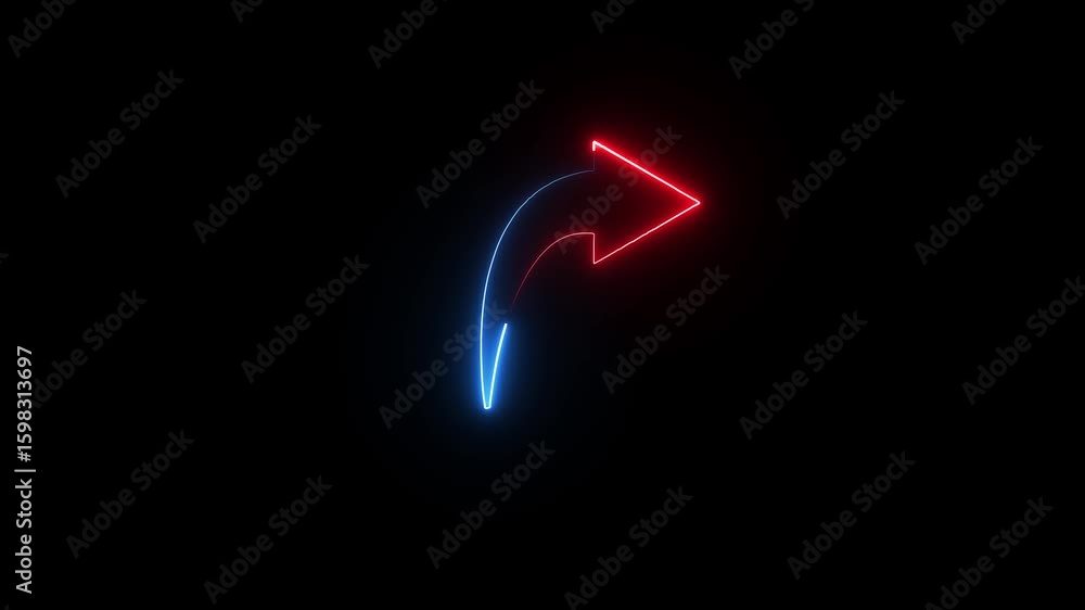 Poster abstract beautiful neon arrow icon animation solid background. neon green right progress arrow icon 