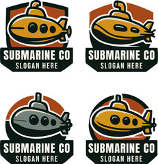Fototapeta premium Vintage Submarine Logo Designs with Company Branding.