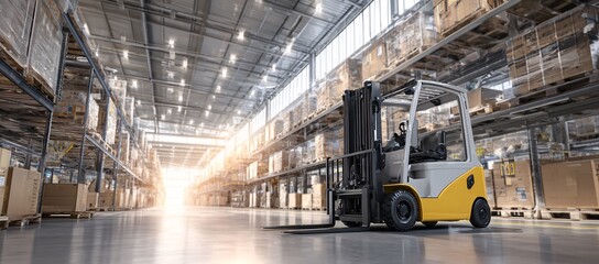 Pallet stacker truck in warehouse
