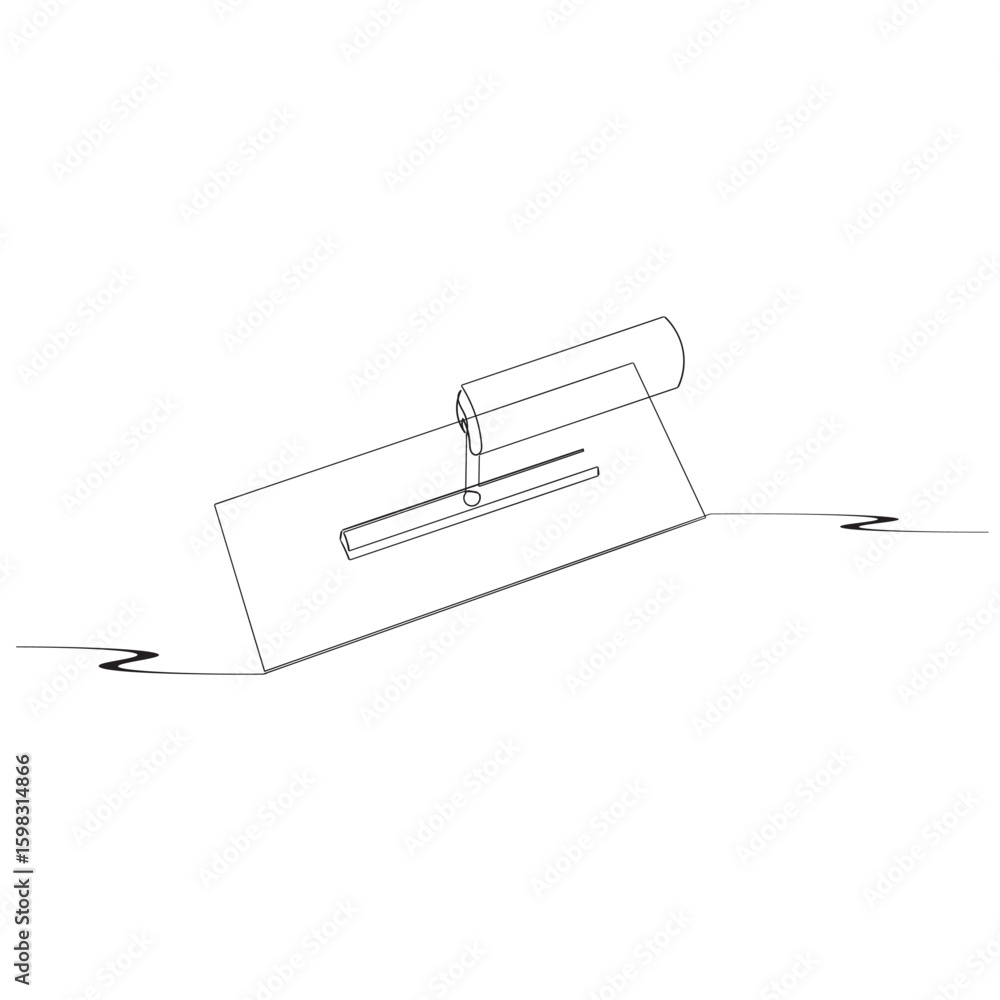 Poster continuous line drawing of cement trowel. one line of cement trowel for brick. worker tool concept c