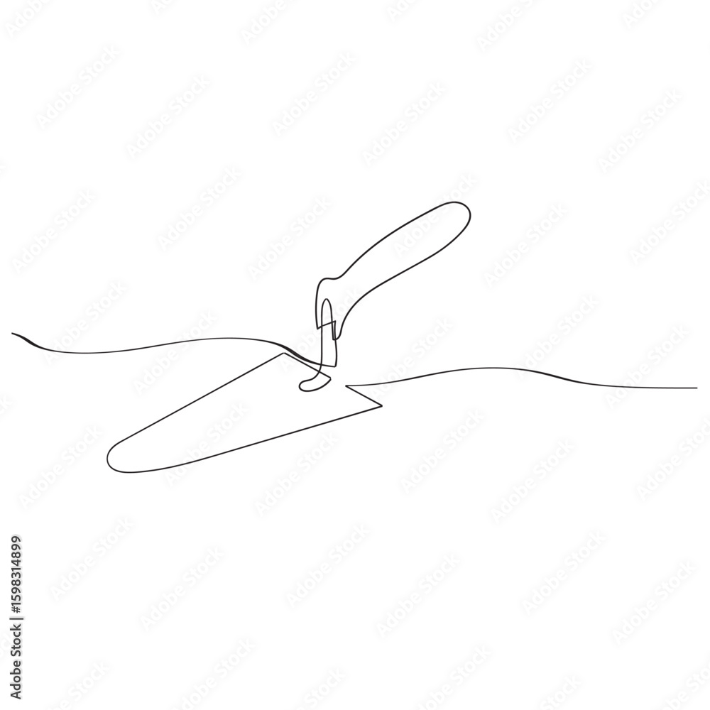 Poster continuous line drawing of cement trowel. one line of cement trowel for brick. worker tool concept c