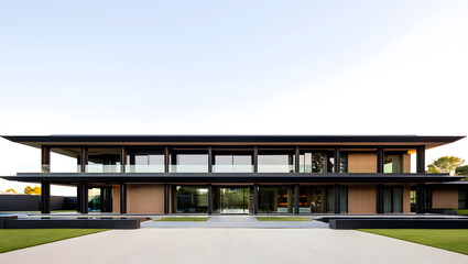 Fototapeta premium Modern house with a long facade and a flat roof