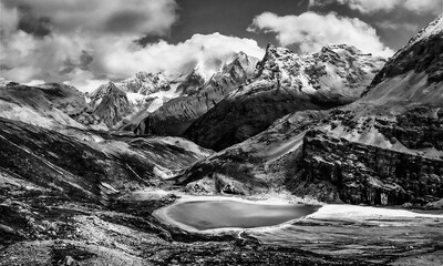 black and white mountains